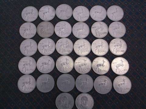 32 X 1990 R1 COINS SOUTH AFRICA